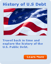 History of U.S. Debt  Travel back in time and explore the history of the U.S.  Public Debt. Learn  More